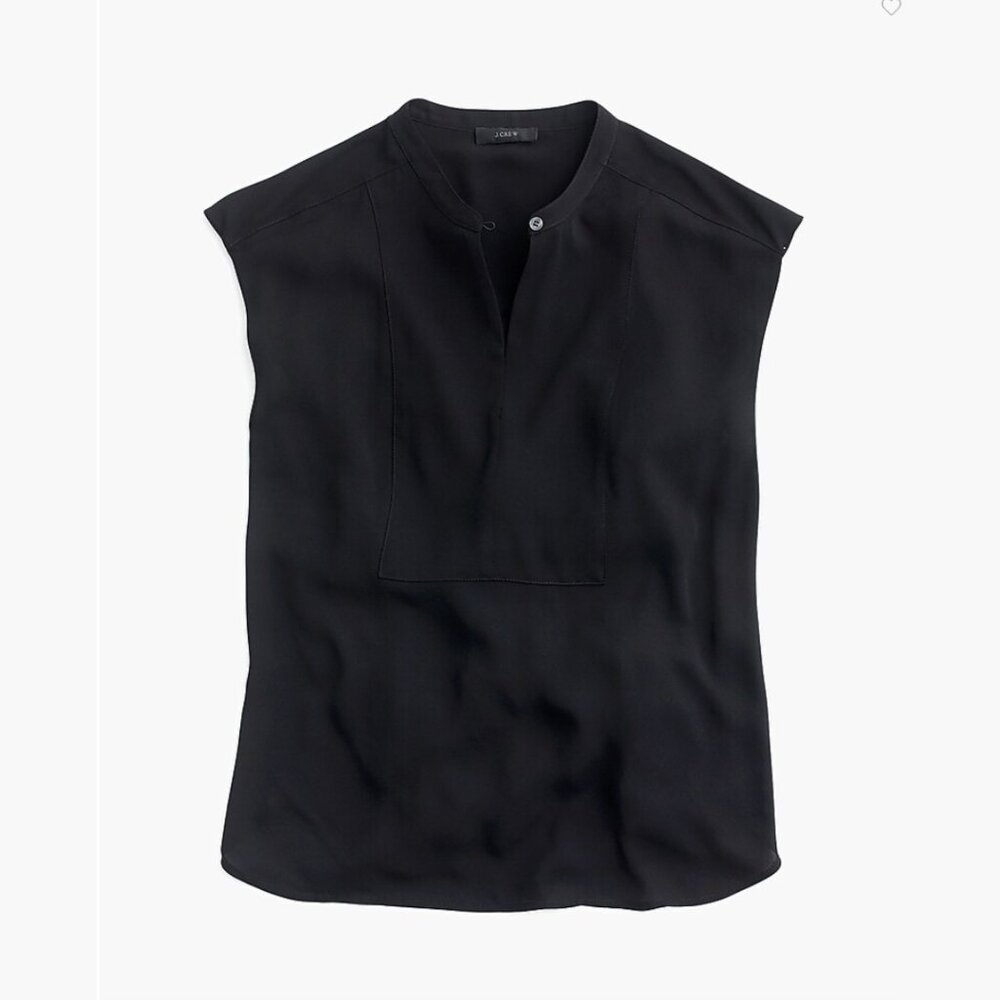 J. Crew Drapey cap-sleeve blouse Black XL